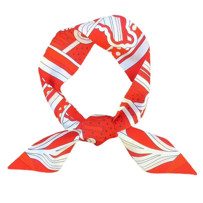 Korean Version Of The Wrapped Bag Small Ribbon Women\'s Twill imitation Silk Small Scarf Headband Neckerchief Handbag Handle Wrap