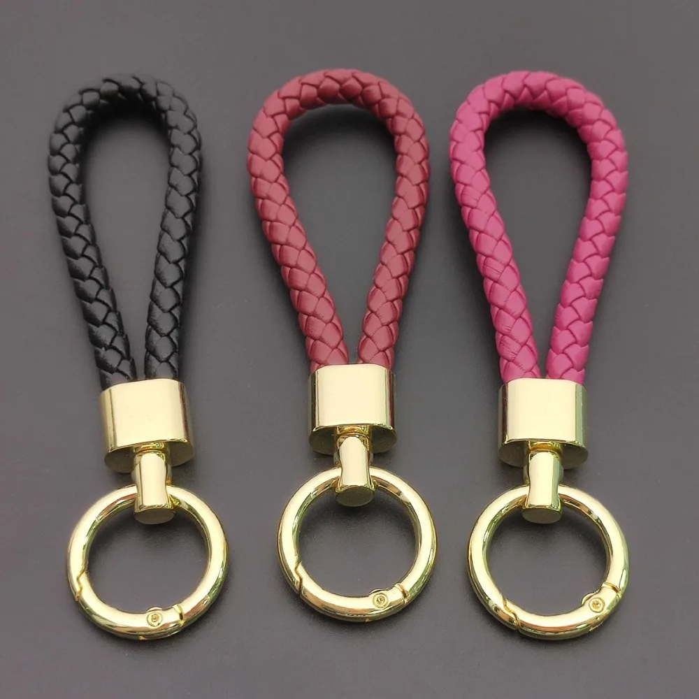 

Trend Men Women Personalized Keychain Braided RopeCar Motorcycle Accessory Pendant Phone Keyrings Bag Premium PU L eather Gift