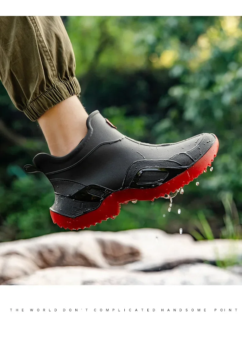 Unisex Kurze Regenstiefel Rutschfest Verstärktes PVC-Material Runde Zehenkappe Knöchelhoch Paarstiefel für Frühling und Sommer Wasserschuhe – Detail 13