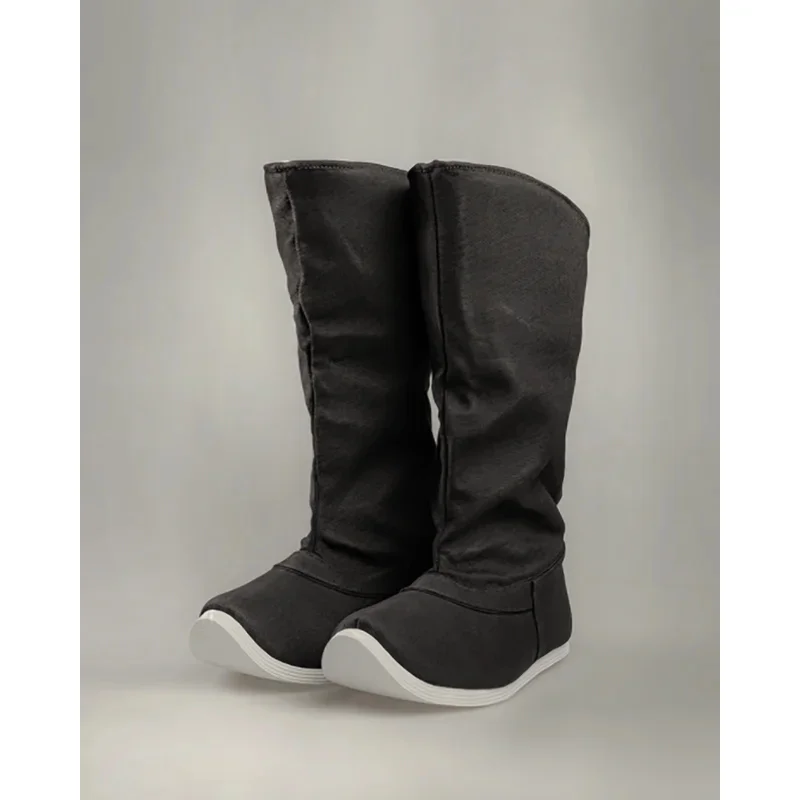 Hanfu أحذية سوداء برقبة أحذية الرجال قماش زيادة المطاط وحيد مقاوم للماء الصينية Hanfu الصابون الأحذية أحذية النساء حجم كبير 35-46 #