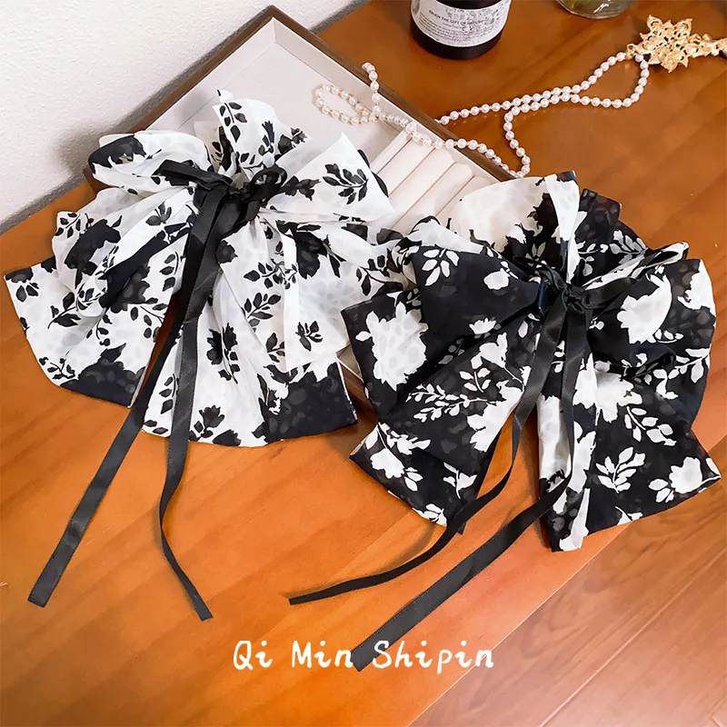 Korea Kleine Gedruckt Haar Klaue Clip Für Frauen Elegante Bogen Haarspange Mädchen Schwarz Krabben Haar Pin Retro Halb Greifen Haarnadel Kopfschmuck – Detail 6