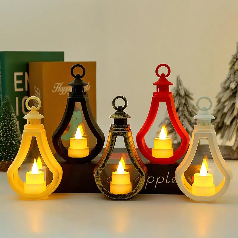 Vintage LED Candle Lantern Atmosphere Lamp Flameless Flickering Night Lights Electronic Candle Lantern For Christmas Home Decor