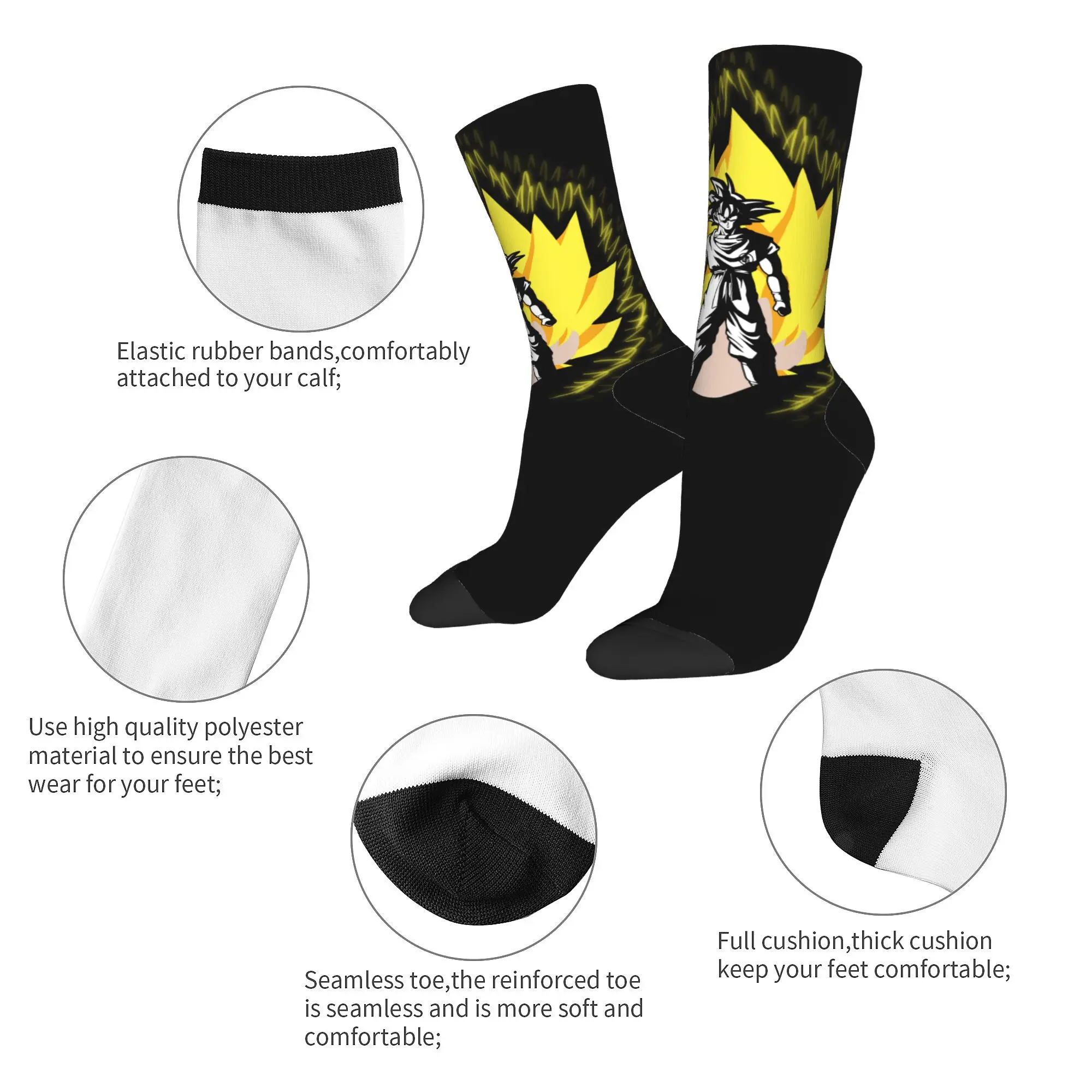 The almighty Goku Dragon Ball Z Super Saiyan Socks Casual  Socks Hip Hop Spring Summer Autumn Winter Middle Tube Stockings Gift