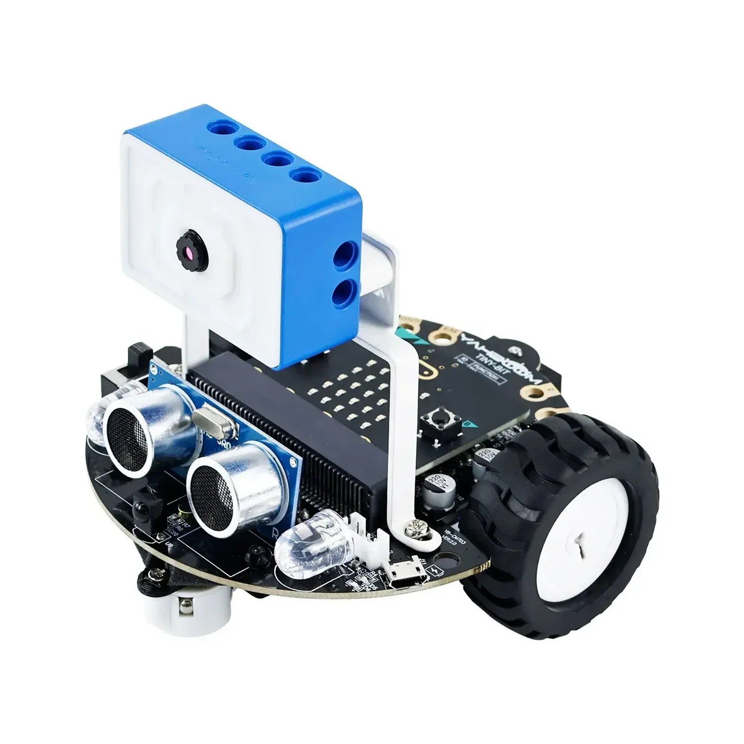 Yahboom minúsculo:bit plus microbit carro robô com módulo de câmera wi-fi esp32 brinquedo programável crianças codificação suporte app controle fpv