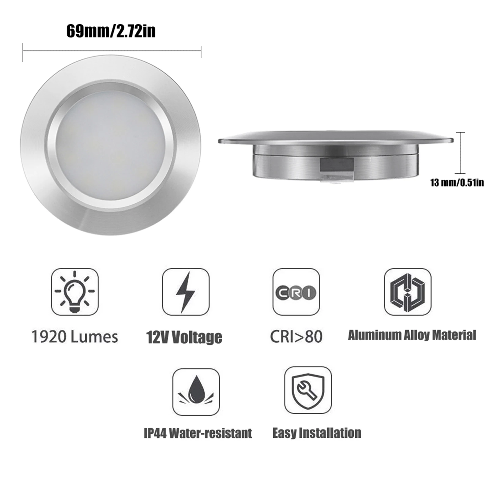 Wpuszczana lampa sufitowa 12LED RV łódź wpuszczana 12V oświetlenie Led okrągły kształt ultracienkie oświetlenie wnętrza kampera mała oprawa typu