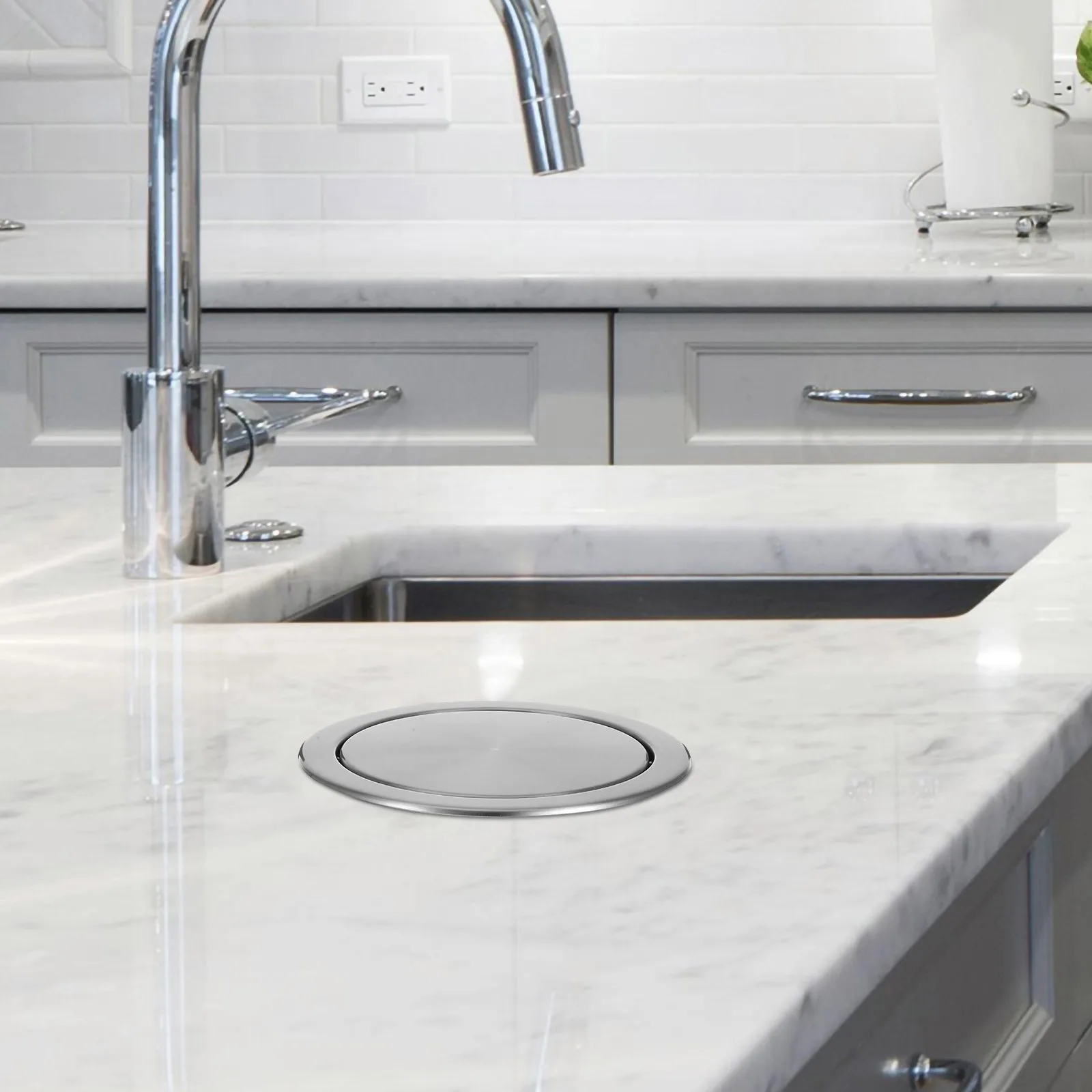 

1 комплект, встроенный бак из нержавеющей стали, круглая столешница, мусорное ведро, кухонный шкаф, держатель для мусора, простой дизайн, столешница