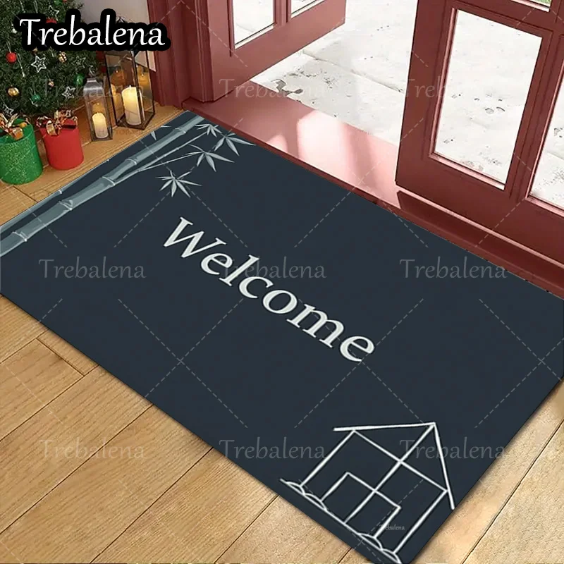 

1pc Welcome Door Mat Welcome House Print Doormat for Home Entrance Decor Indoor Outdoor Use