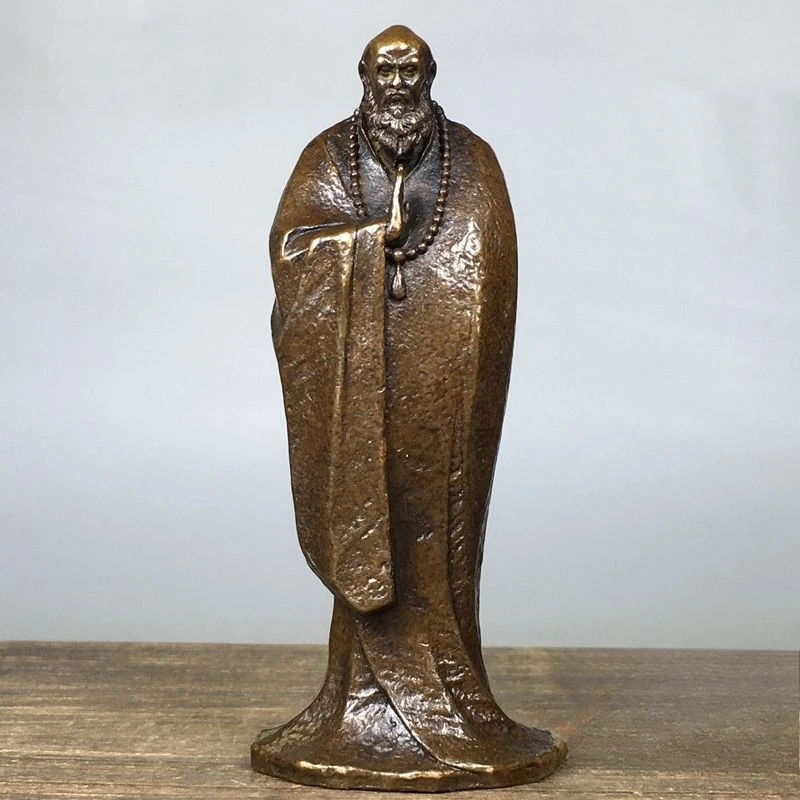 Antique Dharma Statue Zen Dharma Master Bodhidharma Statue Mini Desktop Figurine Home Decor Altar Display Ornament