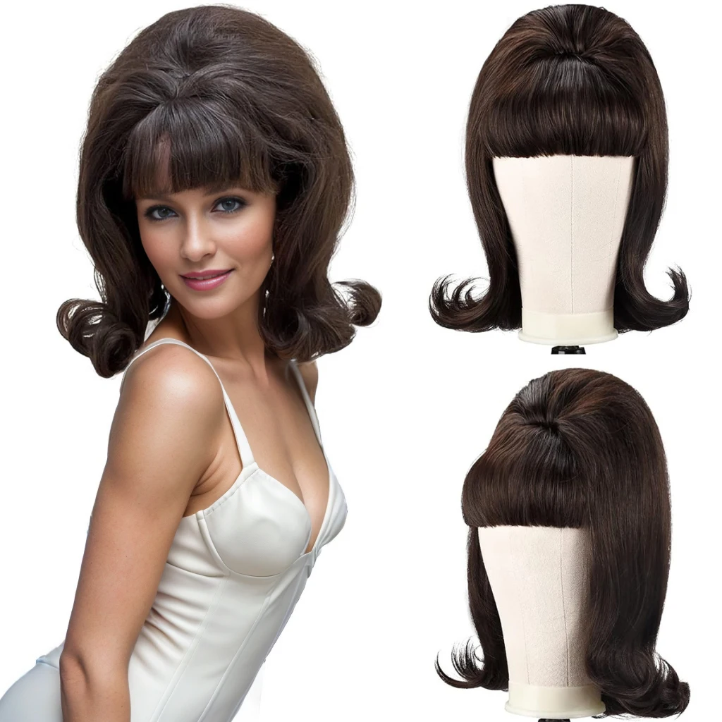 14 inch black retro era women's dress flat bangs short straight cosplay wig suitable for daily holiday parties Halloween dressin