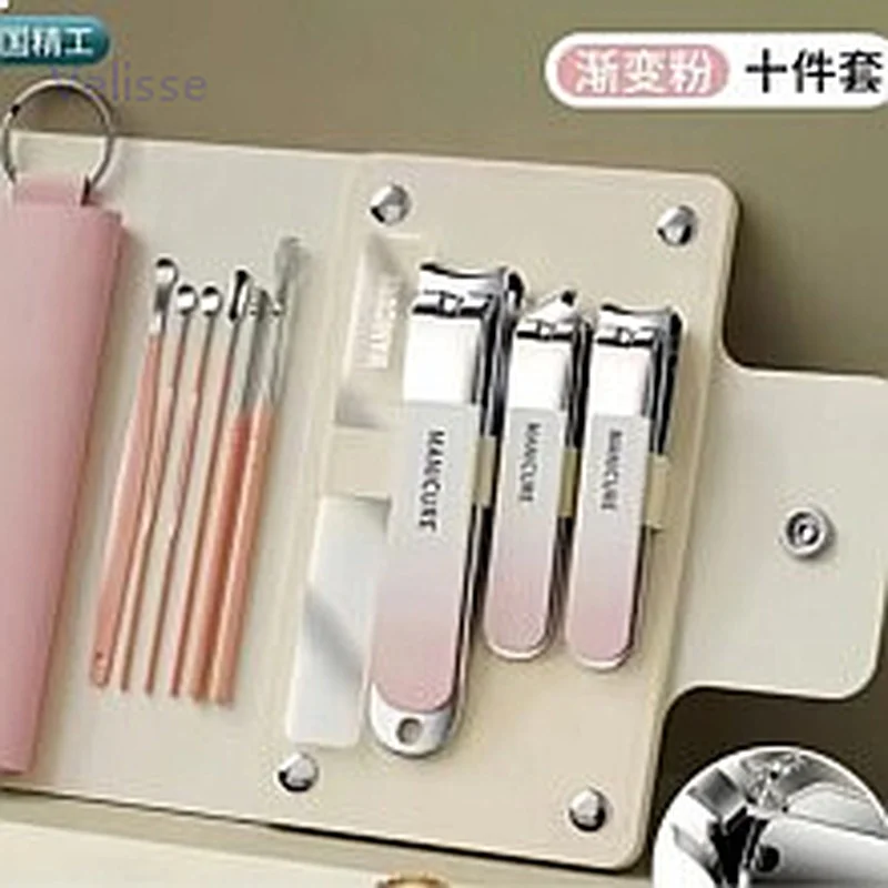Manicure Tool Set Nail Clipper Polishing Glass File Anti Scatter Nail Cutter Diagonal Pliers Pedicure Grooming Kit Gift Box Set