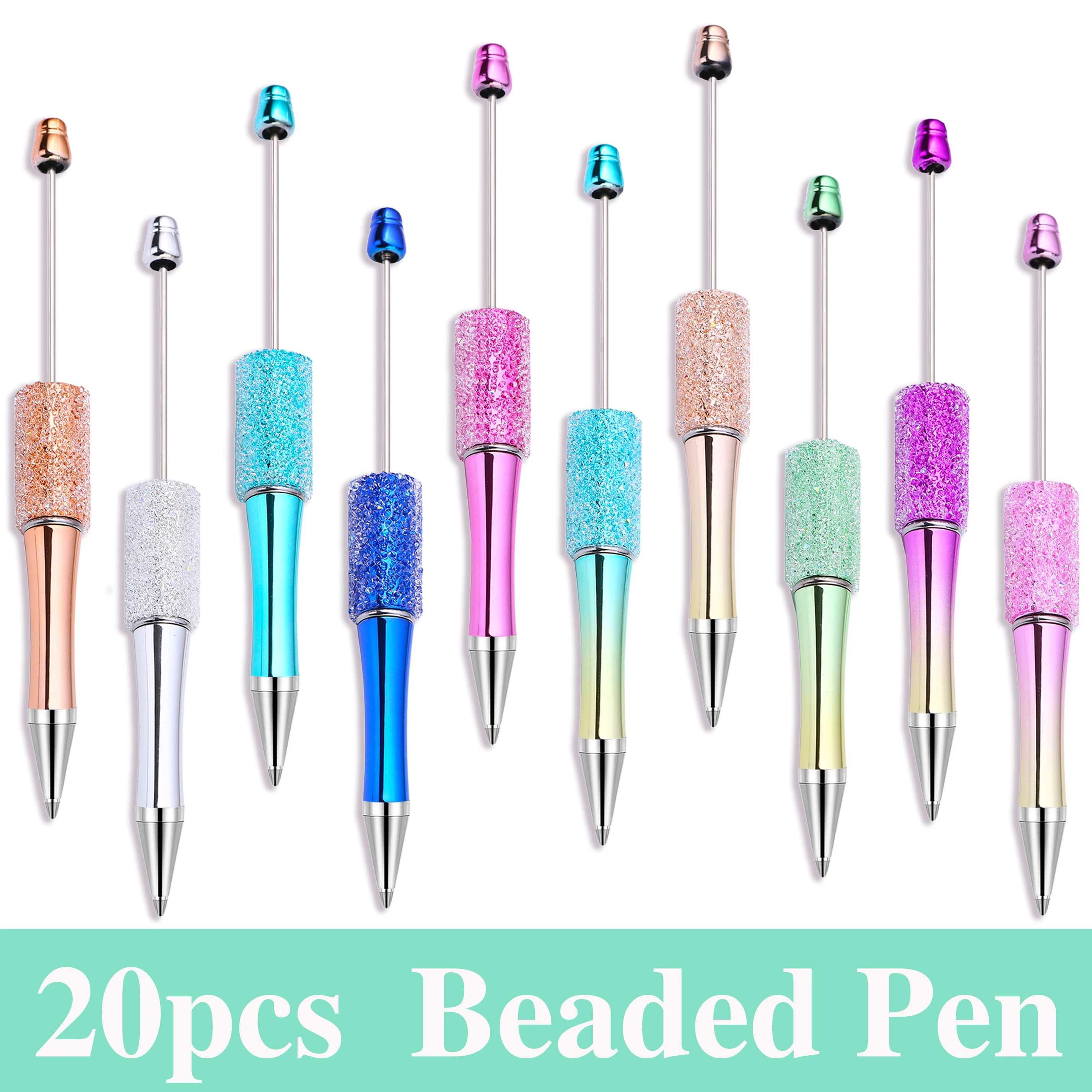 20PCS Wholesale Full Star Beaded Pen Creative DIY Handmade Sticker Set Diamond Beaded Ballpoint Pens