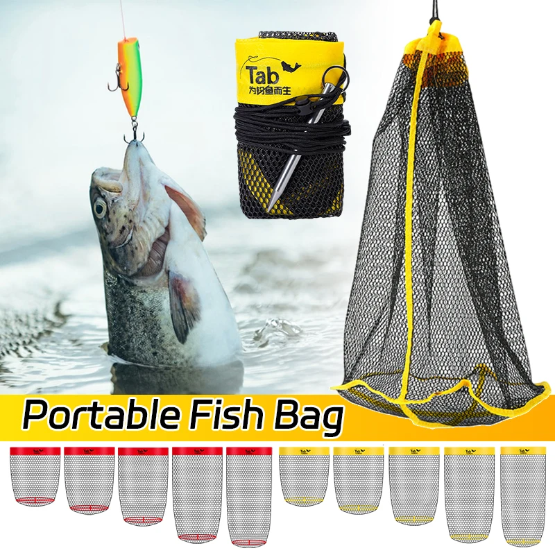 

Foldable Outdoor Fishing Accessory for Stream Fishing Portable Fish Care with Quick Dry Mesh Pocket and Drawstring Fish Basket