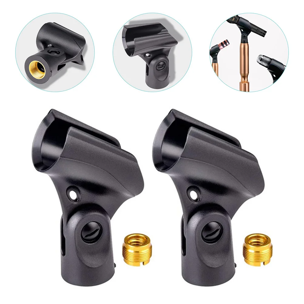 

2Pcs Universal Microphone Clips Professional Mic Holders for Ktv Stage Concerts Non Slip Adjustable Microphone Clips