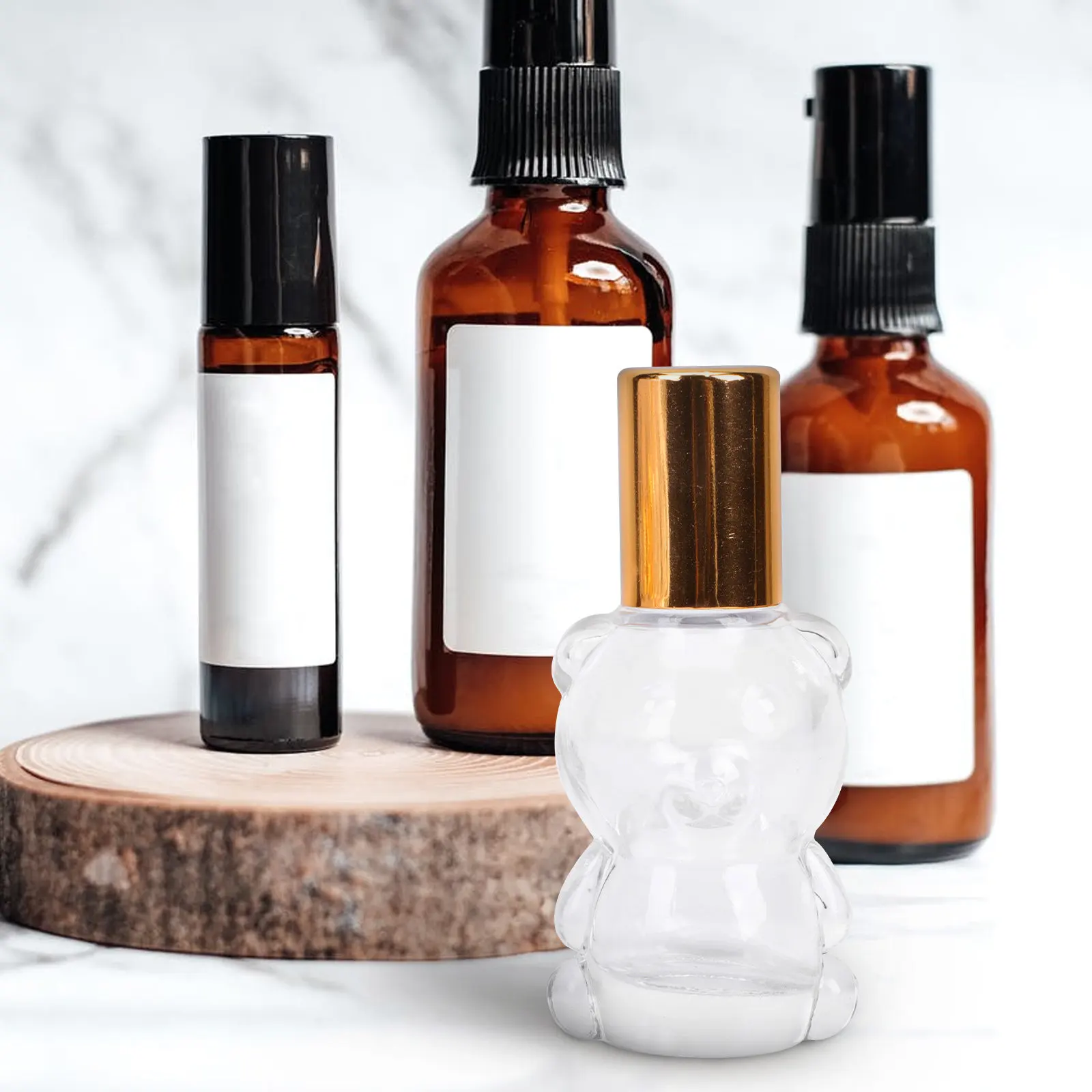 

Набор из 8 прозрачных роликовых флаконов в форме медведя, герметичные, для эфирных масел, компактные, для косметики и ароматерапии, для использования в дороге