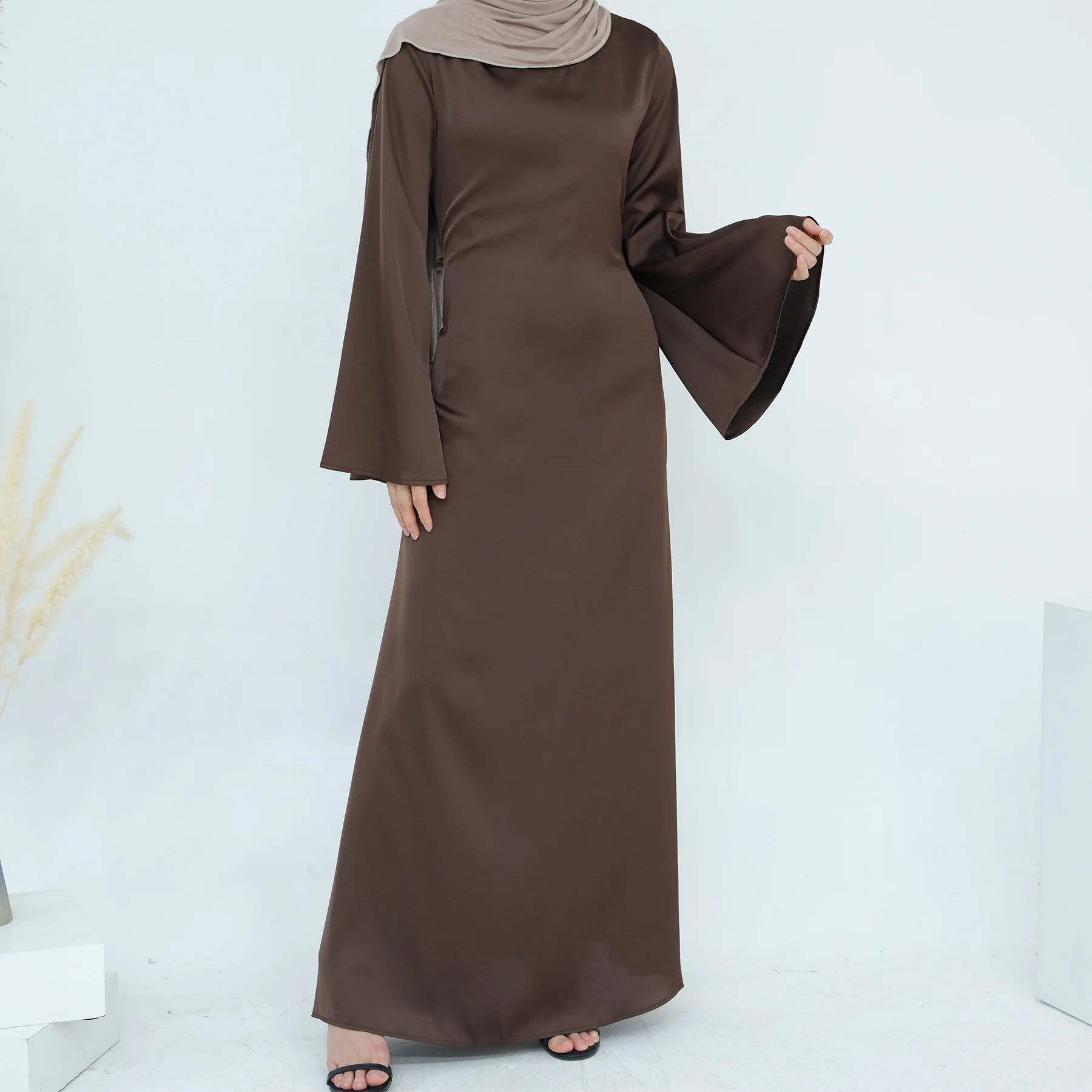 Uni elegante muçulmano fino ajuste cor sólida modesto moda kebaya kaftan turquia islâmico eid ramdan cardigan abaya dubai vestido de luxo