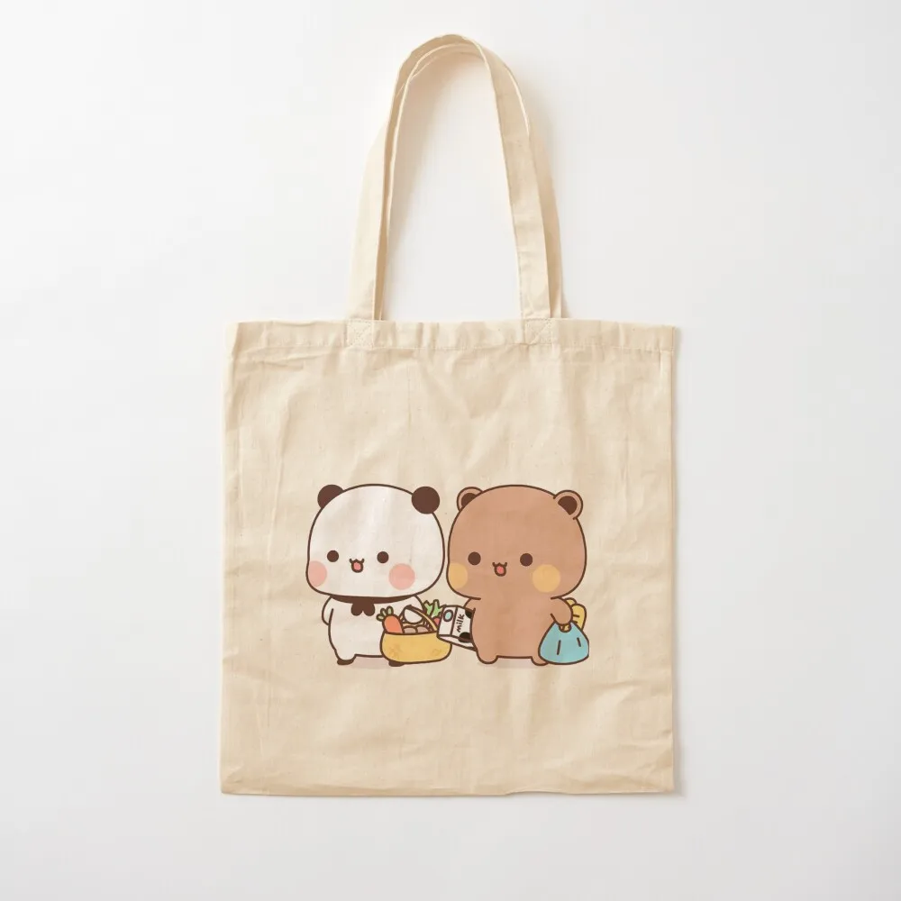 Cute Bubu And Dudu Go To Grocery Together Tote Bag reusable shopping bag Canvas Canvas Tote Bag