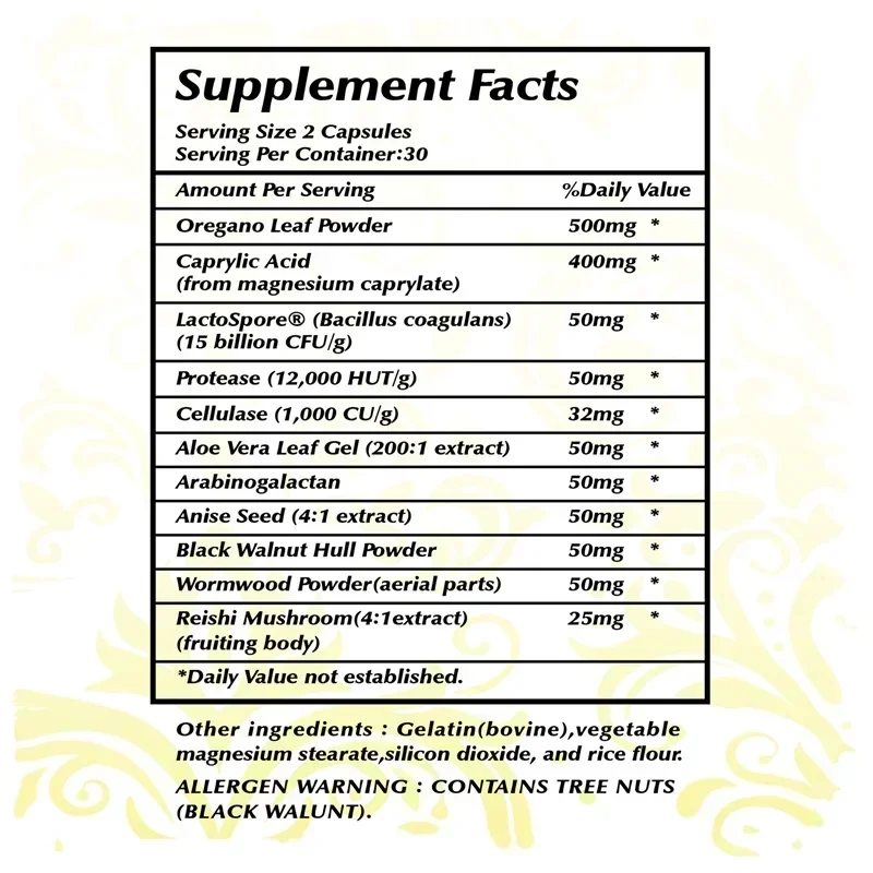 كانديدا كلينز - دعم الأمعاء والقولون، التطهير وإزالة السموم، يعزز امتصاص المغذيات - 60 كبسولة