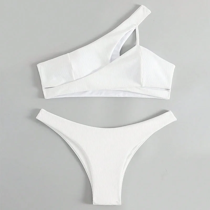 Maillot de bain à une épaule pour femmes, sexy, épicé, fille, pure désir de corps fendu, trois points, irrégulier, bikini, vacances, nouveau