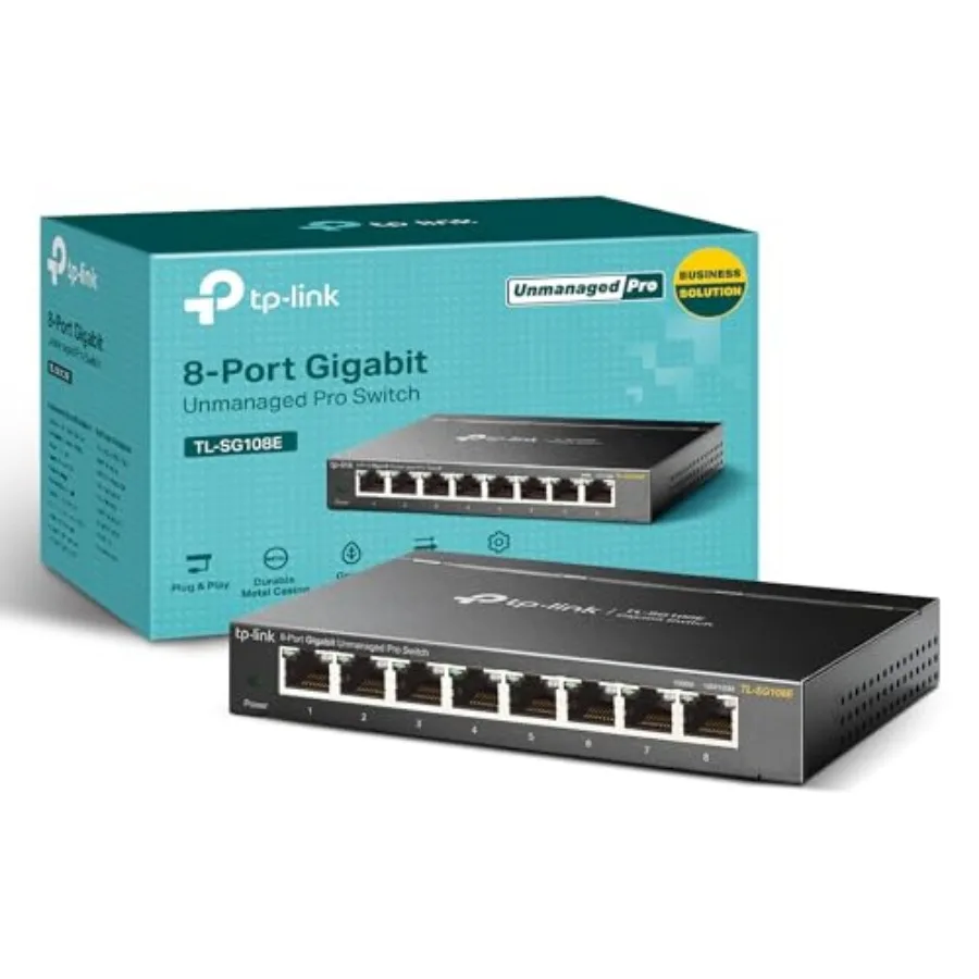 

8 Port Gigabit Switch Easy Smart Managed Plug and Play Desktop/Wall-Mount Sturdy Metal w/ Shielded Ports Support QoS, Vlan, IGM