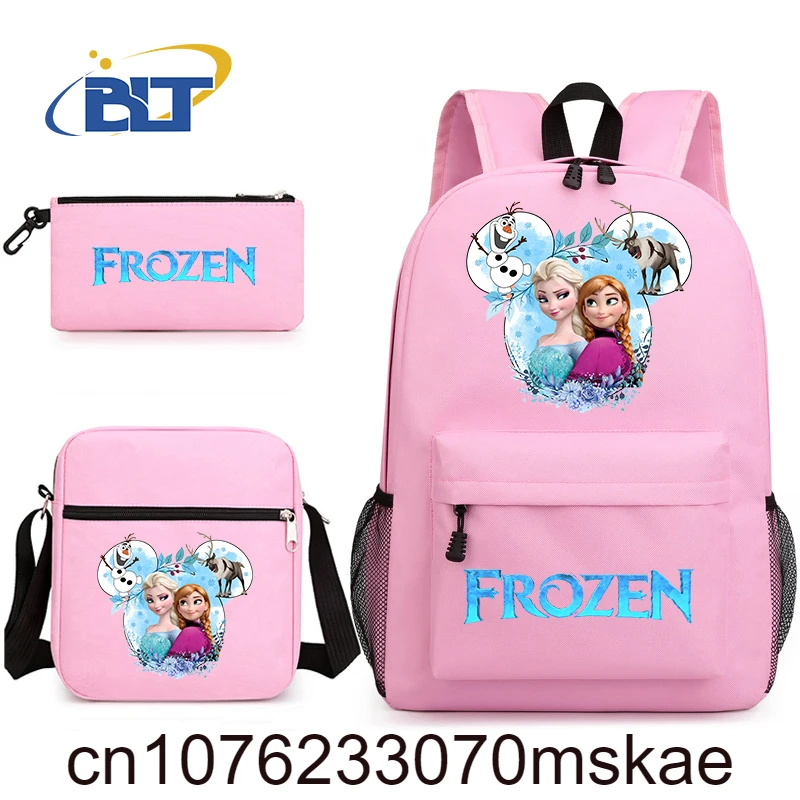 Disney Frozen Elsa and Anna print kids school bag set student backpack shoulder bag pencil case 3-piece set for girls