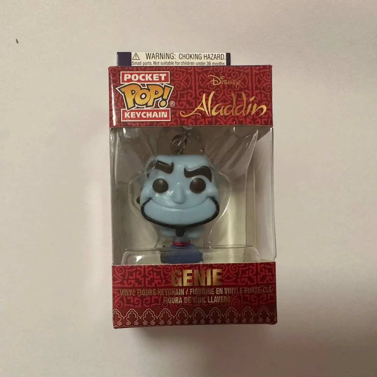 FUNKO POP Disney llavero de bolsillo dibujos animados Aladdin Genie Abu vinilo colección de figuras de acción modelo juguetes para regalo