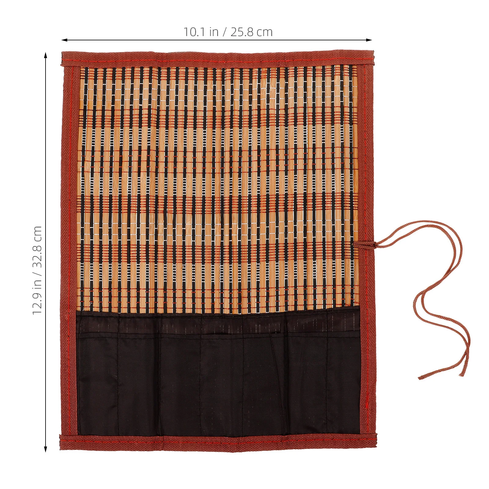 

Retro Bamboo Roll Up Pencil Case Large Capacity Pen Organizer Portable Drawing Brush Pen Wrap Roll Up Pouch Art Supplies Storage