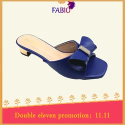 FABIO PENNY european ladies fashion elegant mature summer slippers low bow casual and comfortable open toe slippers for women