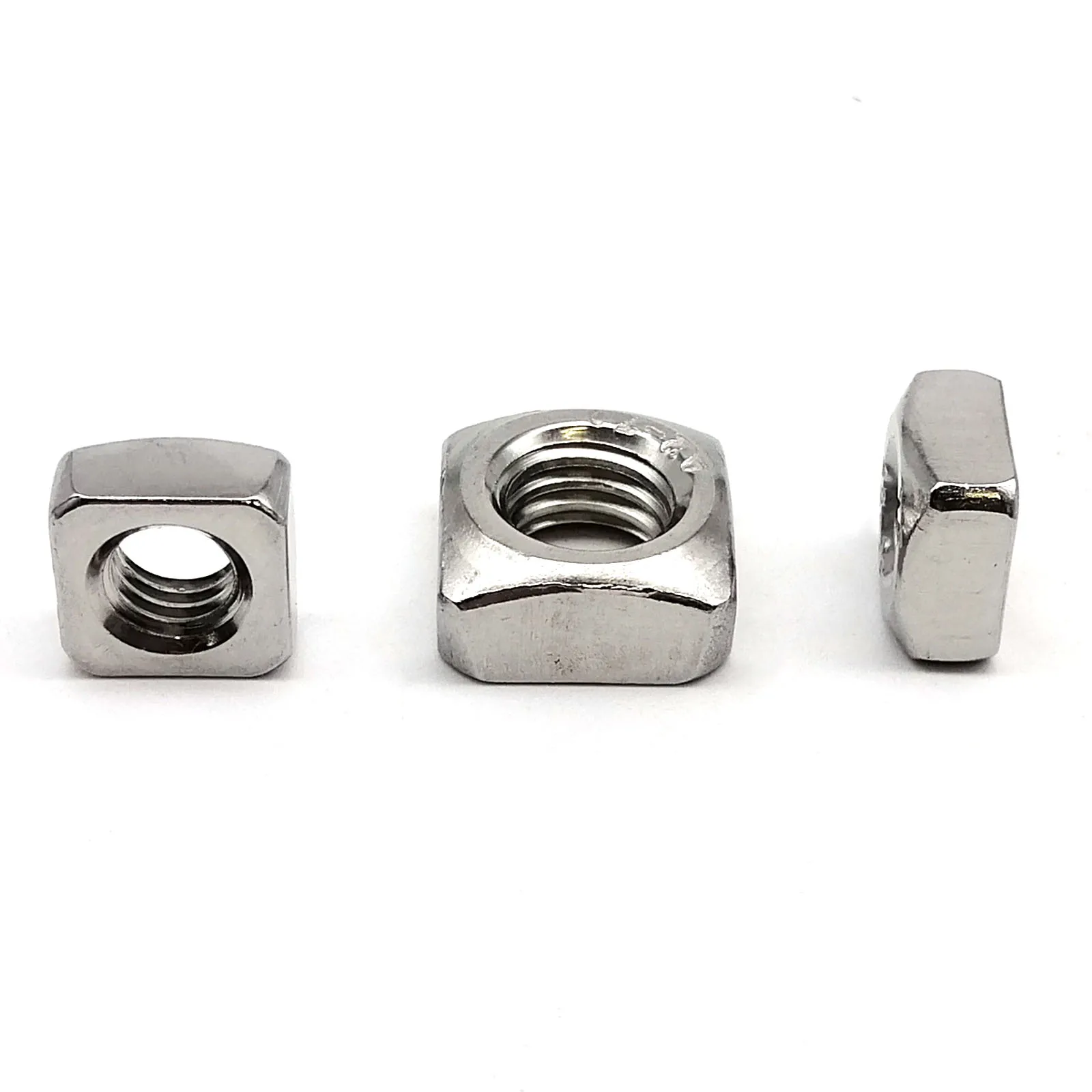 HZYUEGOU 20/50/100 Stück M3 M4 M5 M6 M8 M10 M12 DIN557 GB39 304 A2-70 Edelstahl Metrische Gewinde-Quadratmutter – Detail 4