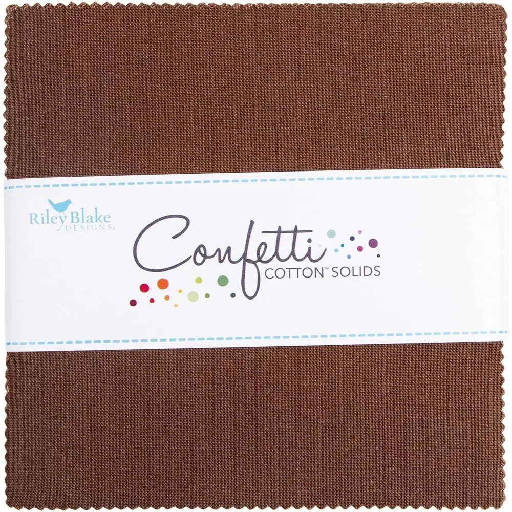 

Confetti Cotton Solids Brownie 5\ Stacker 42 5-inch Squares Charm Pack Riley Blake 5-120-BROWNIE-42