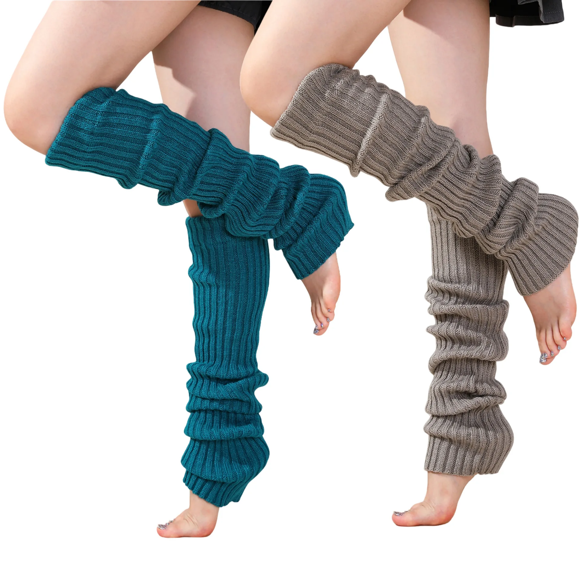 70Cm Thickened Warm Wool Stacking Socks Cover Women's Autumn and Winter Knitted Leg Cover Plus Long Knee Yoga Foot Cover