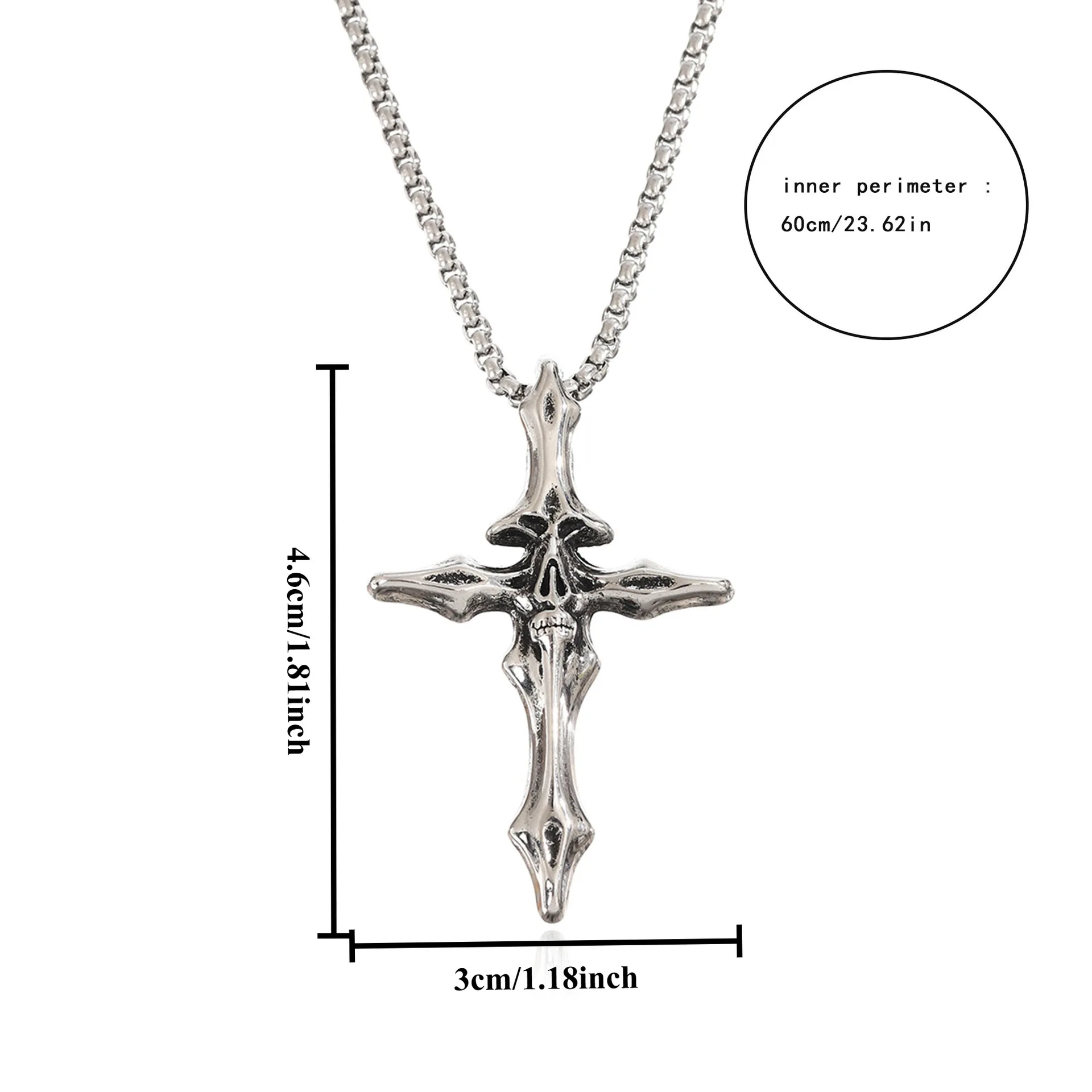 الرجال الفضة لهجة الجمجمة الصليب قلادة قلادة القوطية خمر نمط مجوهرات اليومية حفلة GifTrendy الشرير الصخرة الملحقات #4