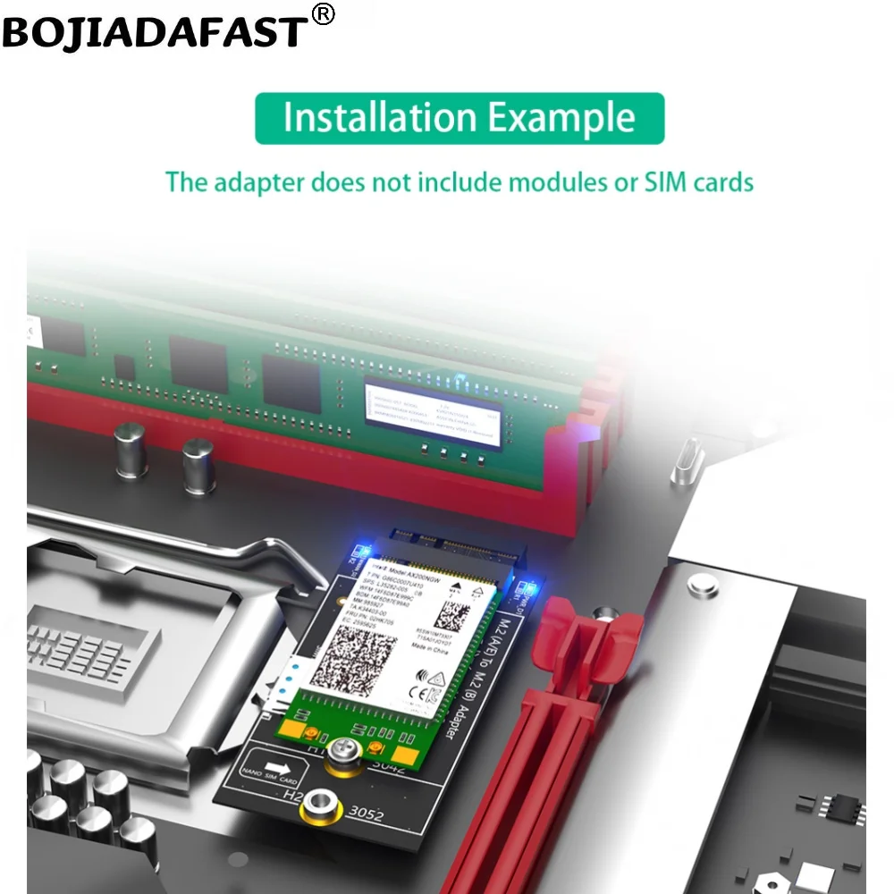 NGFF M.2 Key A+E Interface To M2 Key-B Wireless Adapter With 1 NANO SIM Card Slot For 3G 4G GSM LTE WWAN Modem 5G Module