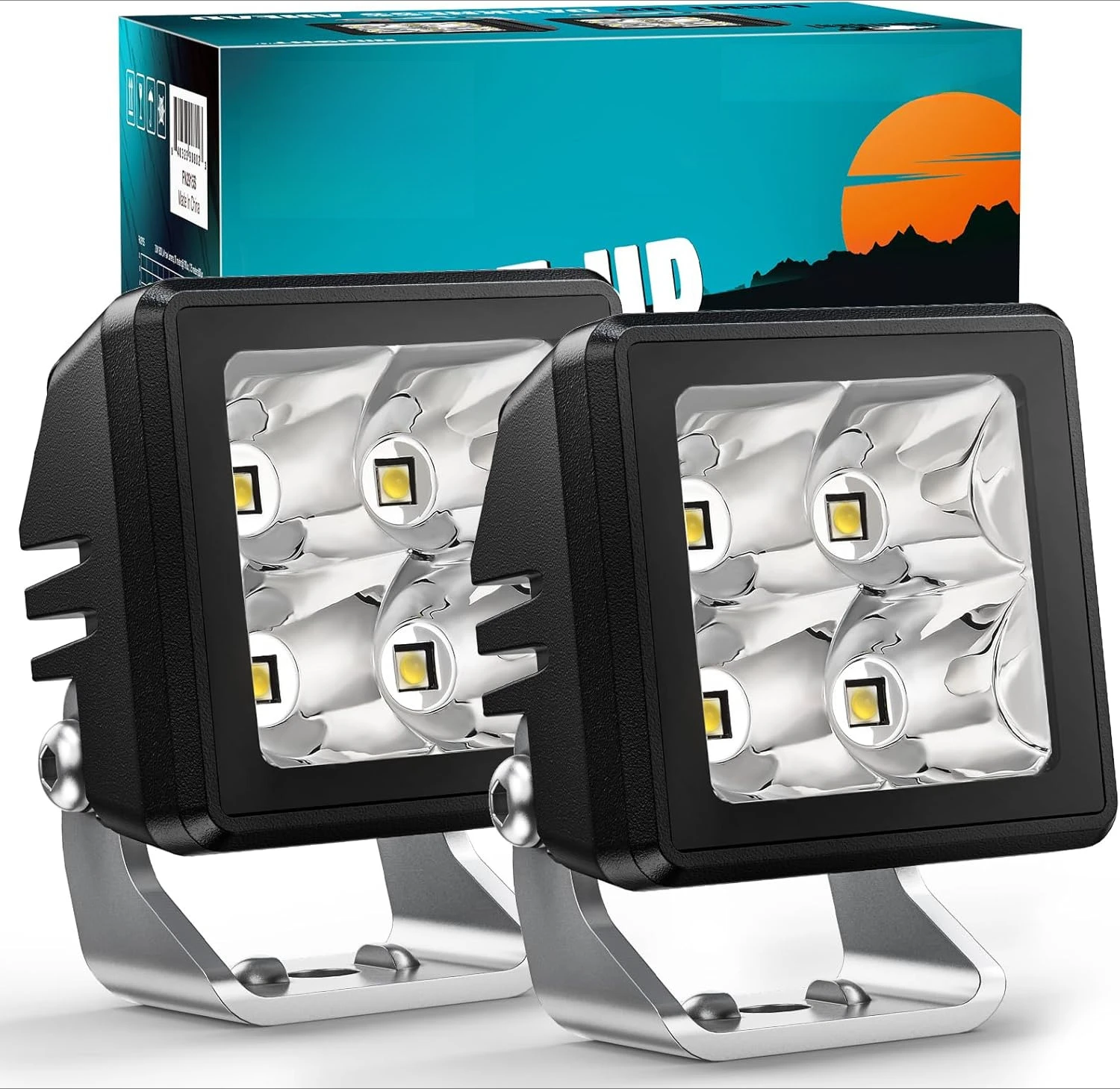 

Motorcycle LED Pods 2 PCS 2 Inch 20 W Spot Beam Square Mini Driving Work Light Built-in EMC Offroad Side Ditch Lights