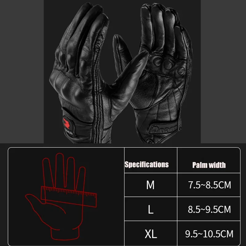 

Durable Goatskin Motocross Gloves Full Finger Ventilated Design - Carbon Fiber Reinforced Touchscreen Motorcycle Gloves for Men