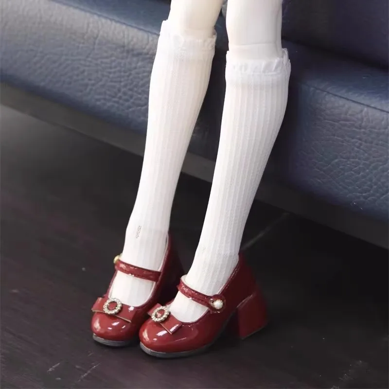 

Обувь для кукол BJD: Элегантные туфли для девочек 1/3 с круглым носком, бантом, глянцевые (красные, черные, коричневые), с одной пряжкой, на толстом низком каблуке. Подарки, аксессуары для кукол.