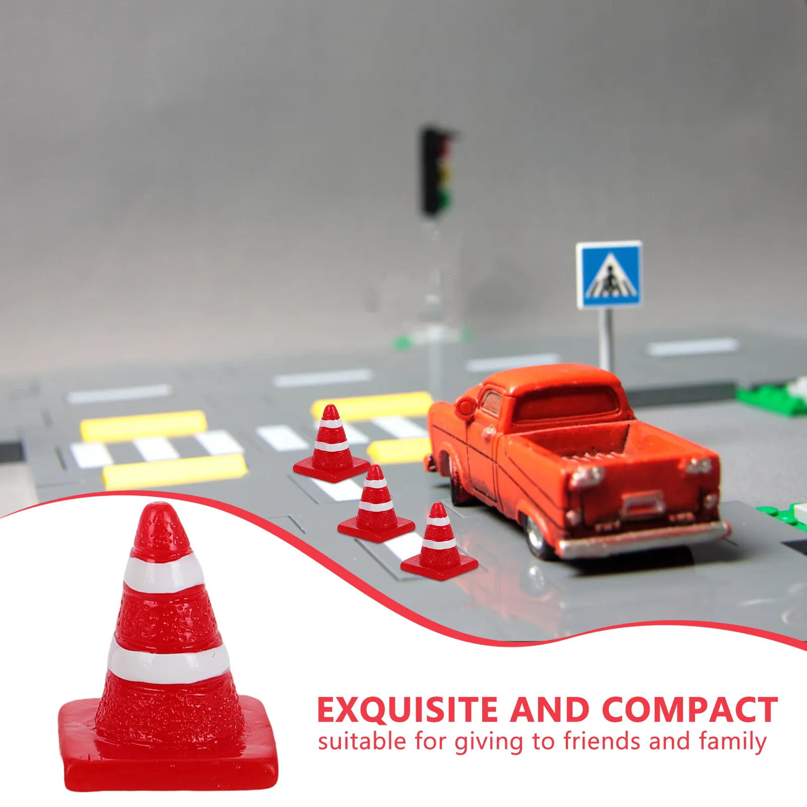 20Pcs Mini Traffic Cones Resin Desktop Decor for Micro Landscapes Dioramas Construction Scenes Urban Aesthetic Miniature Safety