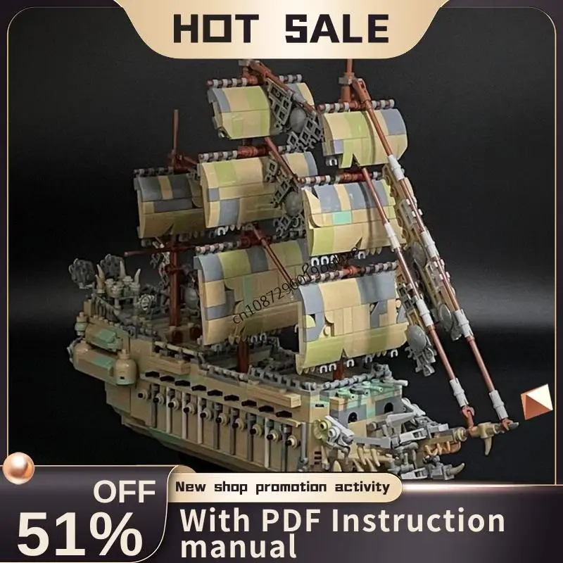 New 2102Pcs Moc European Medieval Pirates Series Flying Dutc Warship Diy Creative Ideas Imperial Flagship Toy Gift Custom Puzzle