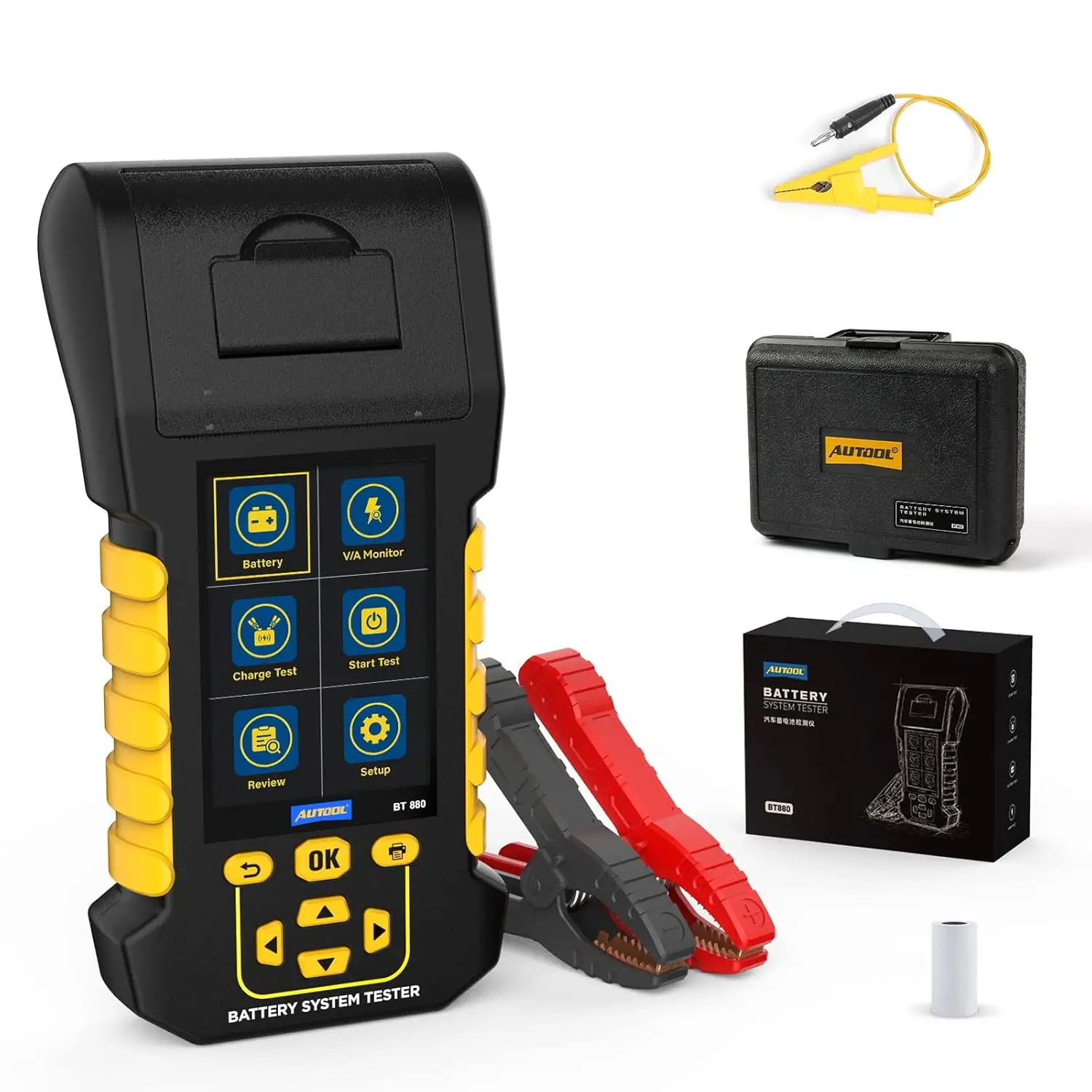 Car Battery Tester 12V 24V Automotive Battery Load Tester with Printer 20-2000CCA, Cranking & Charging & Leakage Test, 3.2