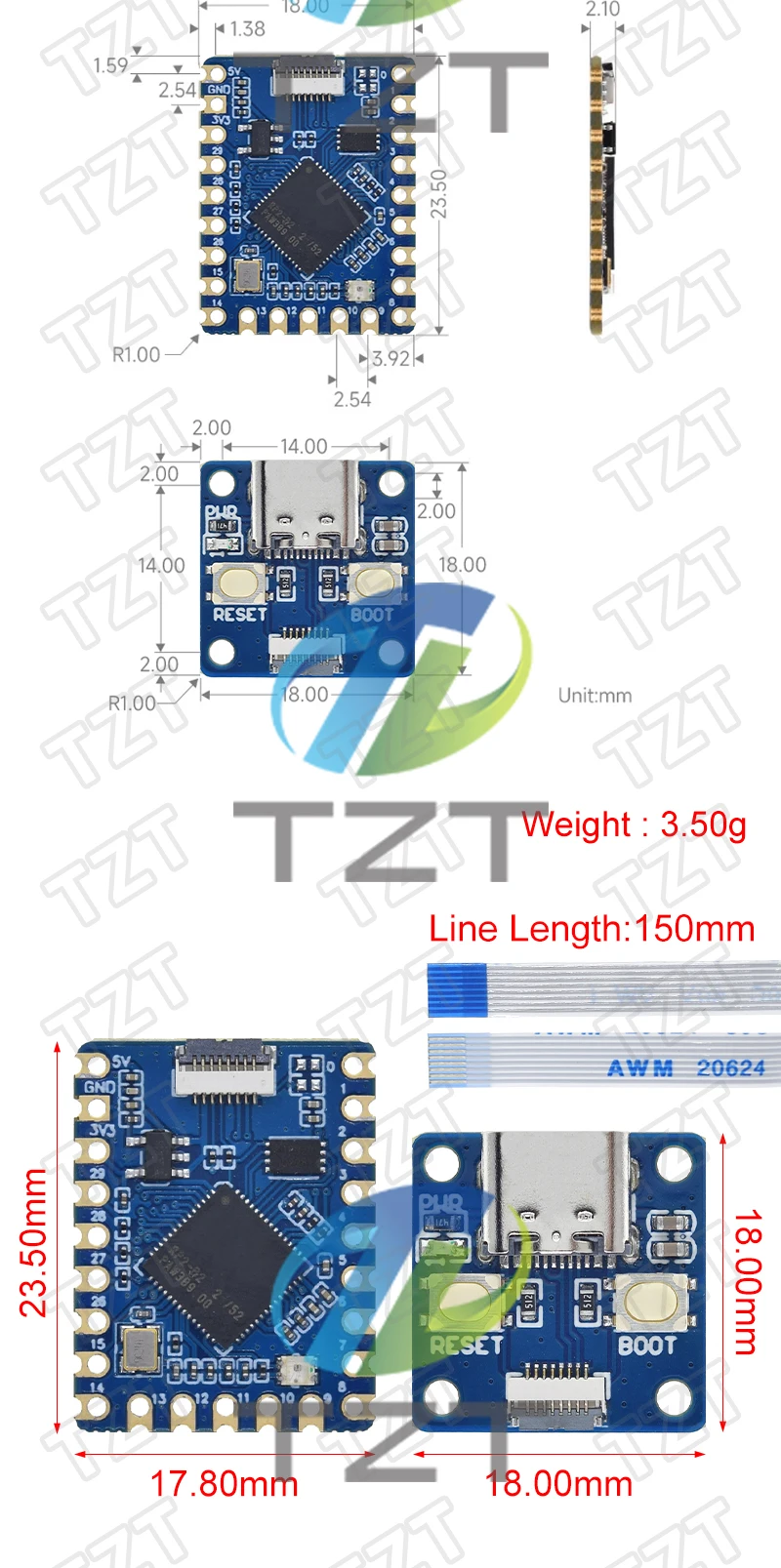 TZT RP2040-Tiny Development Board Modul RP2040 Für NULL Raspberry Pi PICO USB Typ C Schnittstelle 264 KB SRAM 2 MB Flash Für Arduino – Detail 5