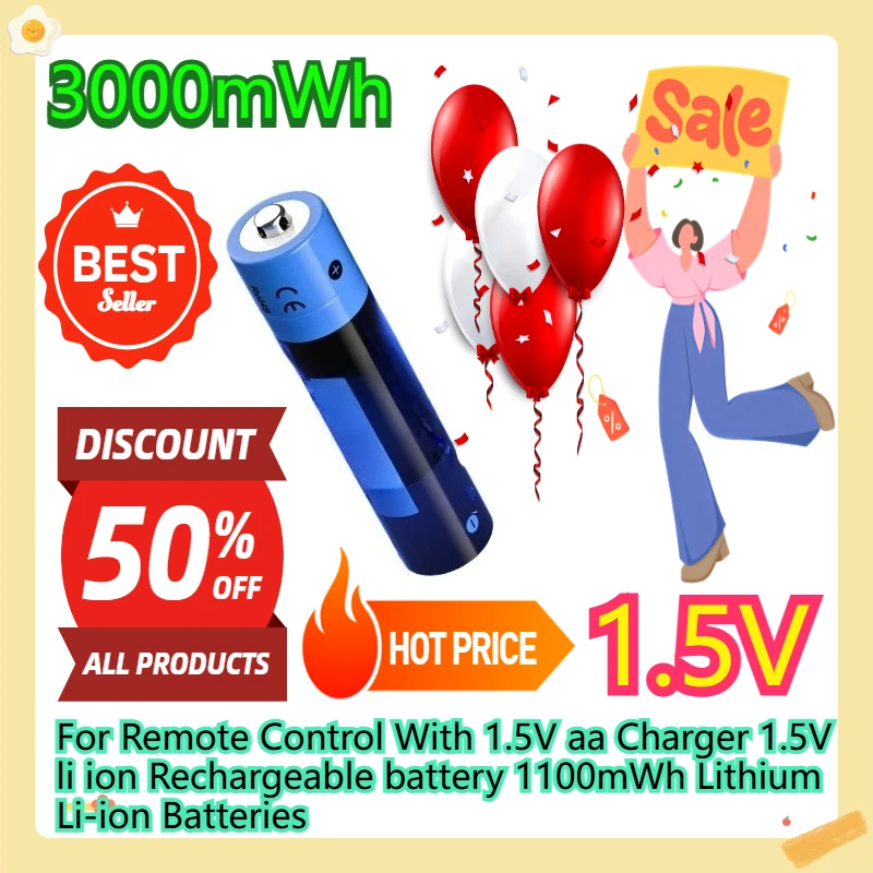 

For Remote Control With 1.5V aa Charger 1.5V li ion Rechargeable battery 3000mWh Lithium Li-ion Batteries 1.5v