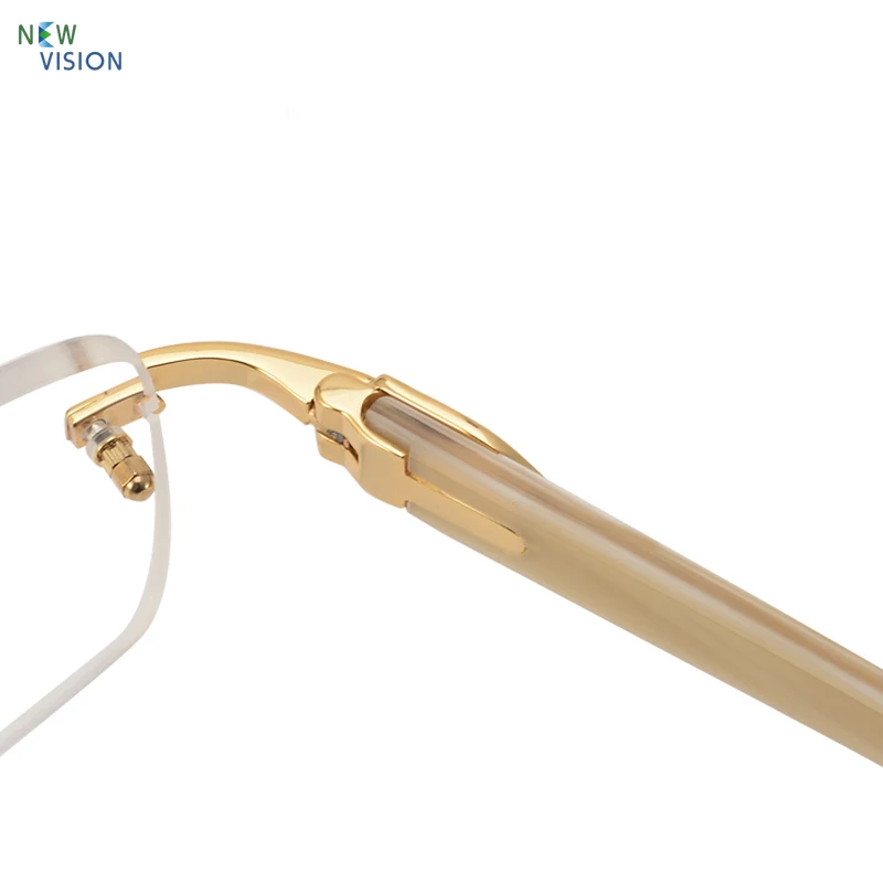 2025 Natural Buffalo Horn Rectangular Glasses Frame Men Handmade Design Frameless Optical Eyewear Women Myopia Reading Eyeglass