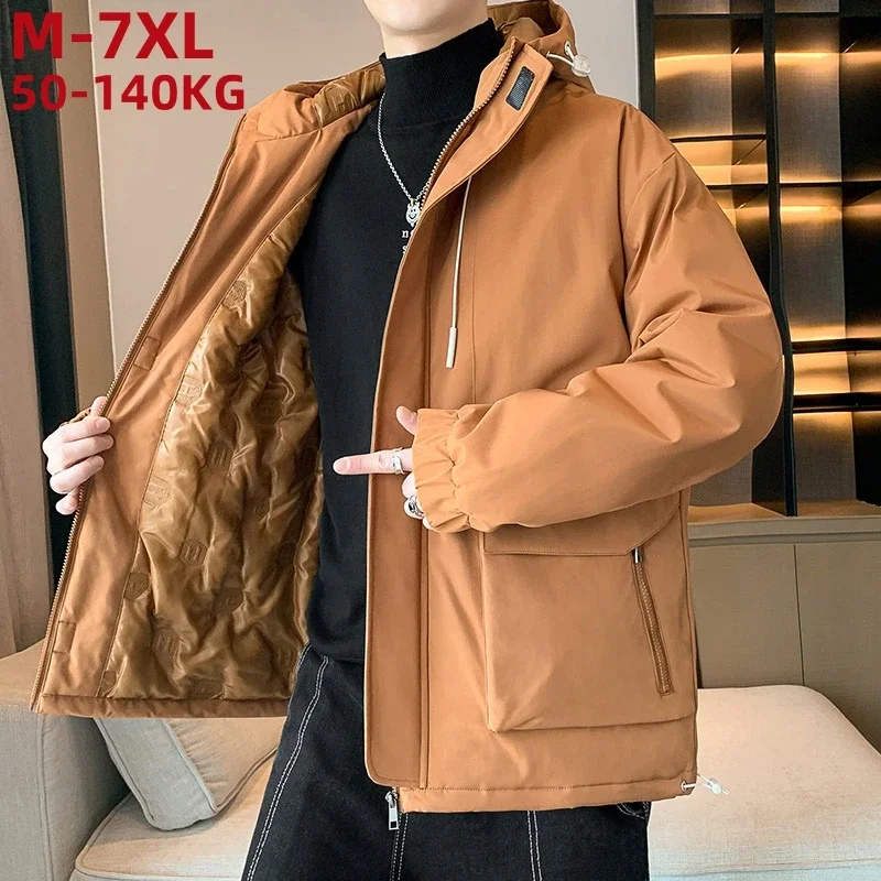 Big Size 7XL Clothing Winter Men\'s Parkas Thick Warm Casual Jacket Waterproof Windproof Hooded Windbreaker Thermal Coat Male