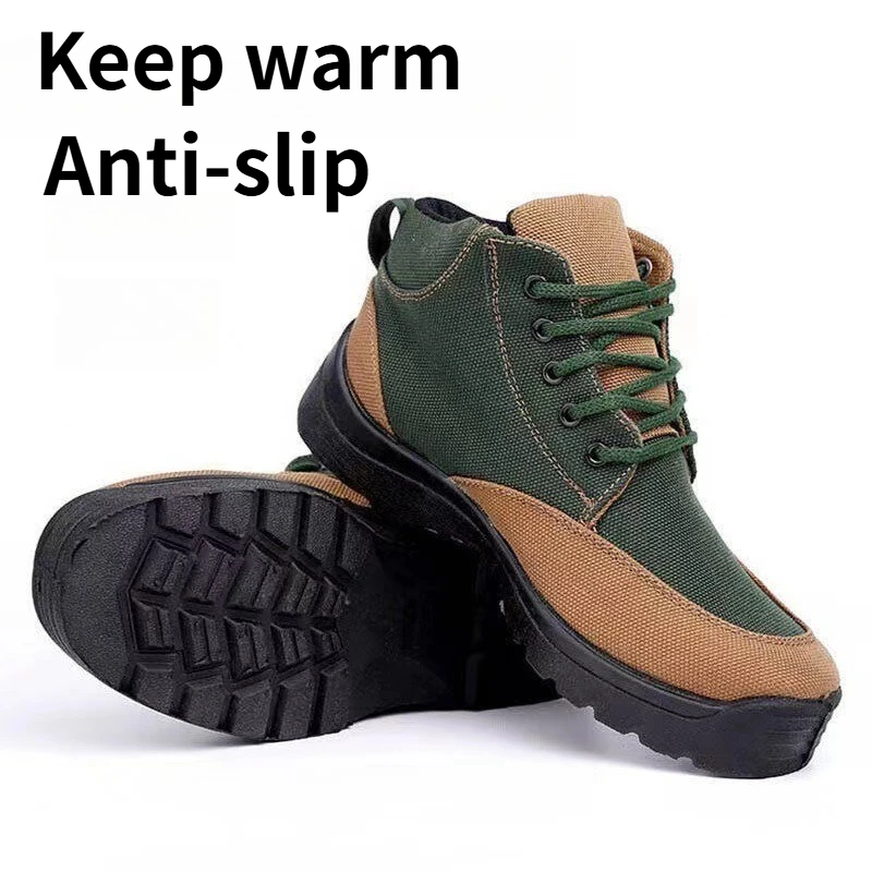 High-Top Bottom Men Canvas Boots Safety Shoes Anti-Crush Boots Anti-Piercing Slip-Resistant Work Boots High-Temperature Shoes