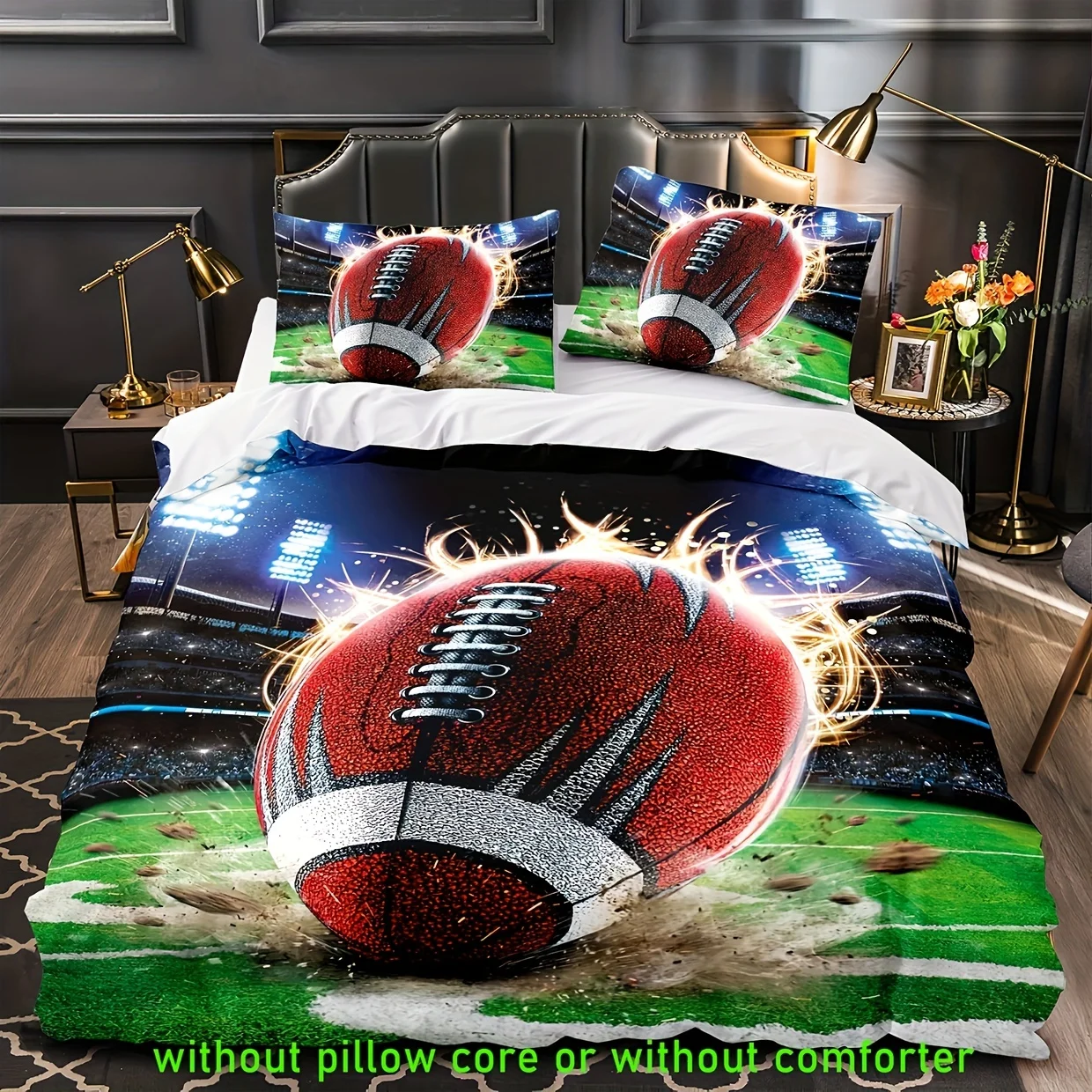 

Duvet Cover Set Football Print Bedding Set Soft Comfortable Duvet Cover For Bedroom Guest Room (1*Duvet Cover + 2*Pillowcase)