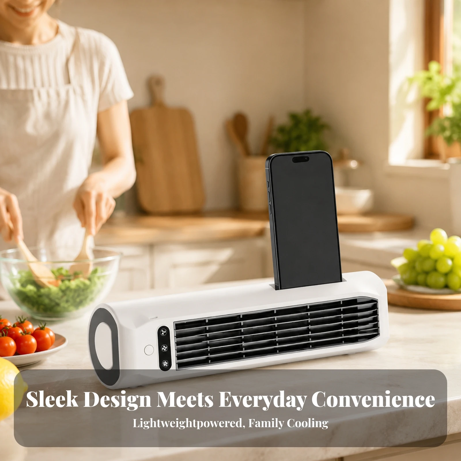 Bladeless Column Fan Quiet Column Fan with Phone Holder USB Powered Compact for Bedroom, Office