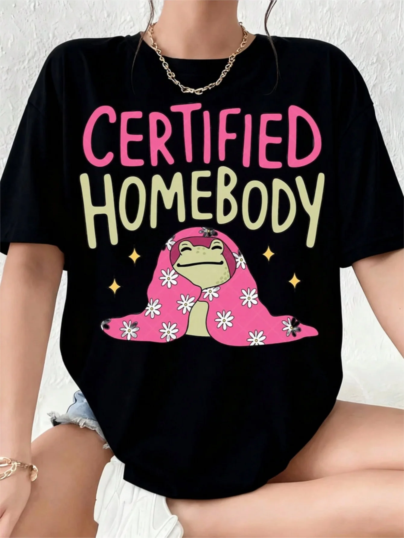 Women Short Sleeve Round Neck T Shirt Casual Blouse Medium Stretch Fabric Tee Top Basic Wardrobe Essential for Daily Wear