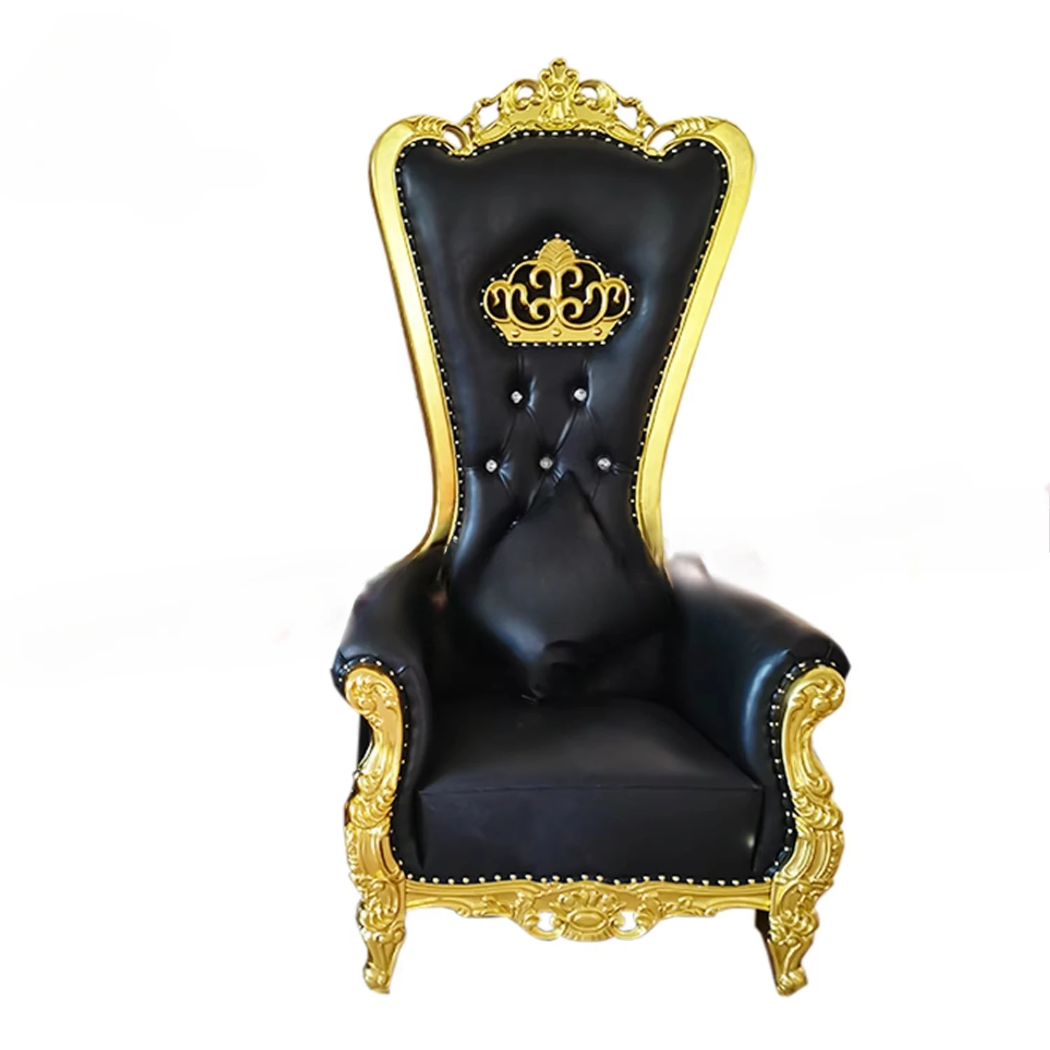 Luxury Hotel Furniture - Wedding Beauty Salon Villa Gold High Back Black King Seat