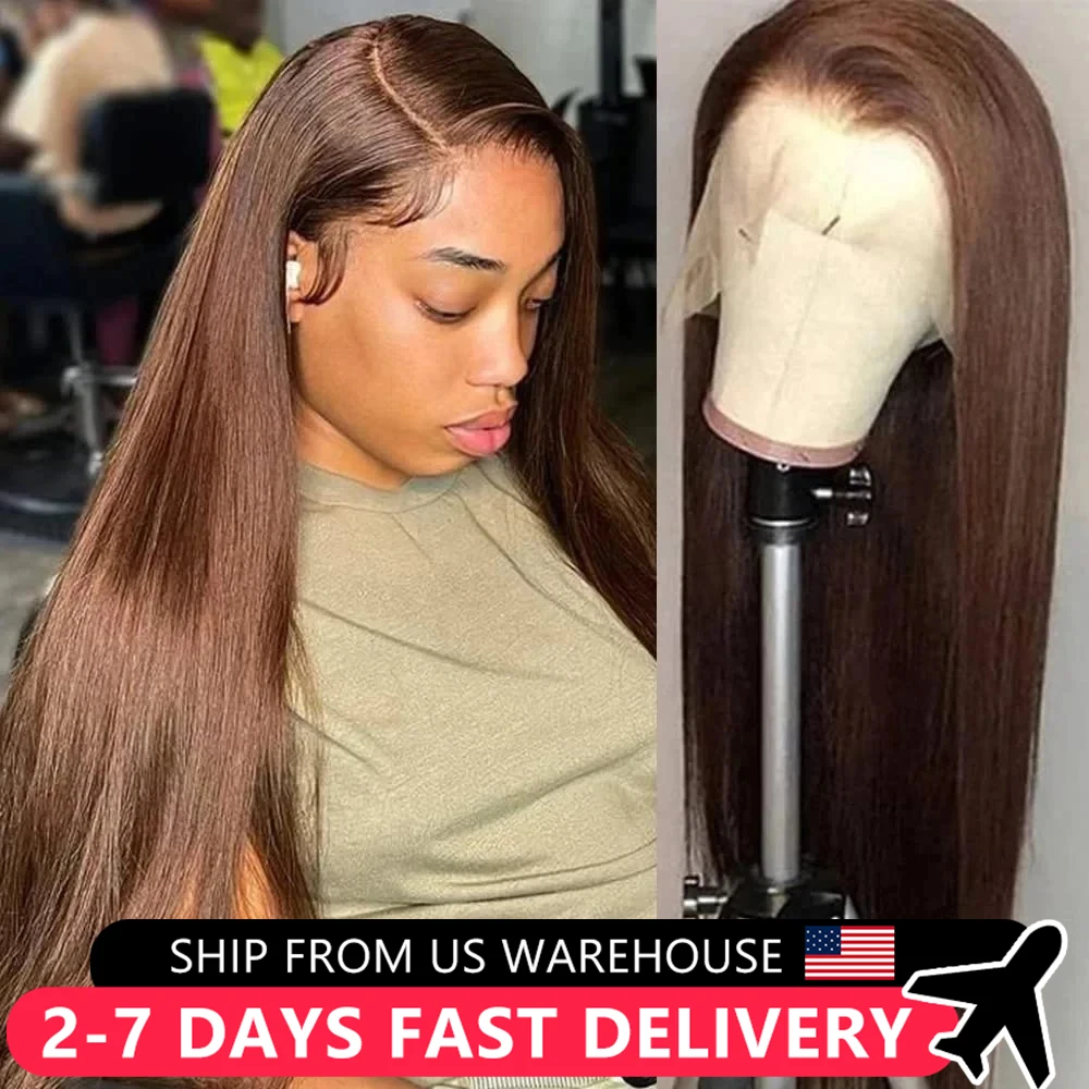 13x4 Chocolate Brown Hd Transparent Bone Straight 13x6 Lace Front Human Hair Wigs Brazilian Colored Wigs For Women Pre Plucked