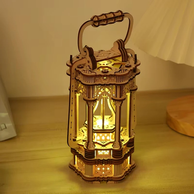 3D Wooden Puzzles For Adults Vintage Lantern Model Kits With Light, 3D Wooden Lantern Model Kits To Build For Home