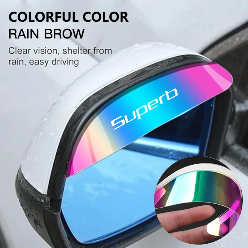 New laser color car rearview mirror rain eyebrow For Superb Skoda Kodiaq Octavia Fabia Accessories